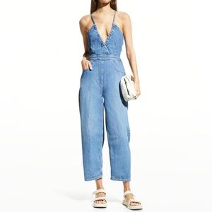 ETICA Birdie Denim Halter Jumpsuit